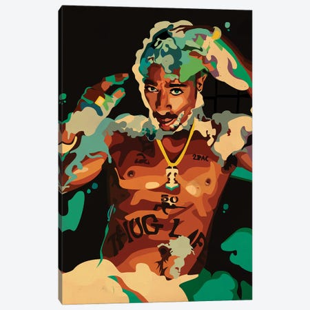 Tupac Hot Tub Canvas Print #DCA321} by Dai Chris Art Canvas Print