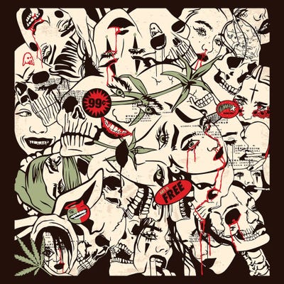 Faces Wallpaper by Dai Chris Art framed canvas print