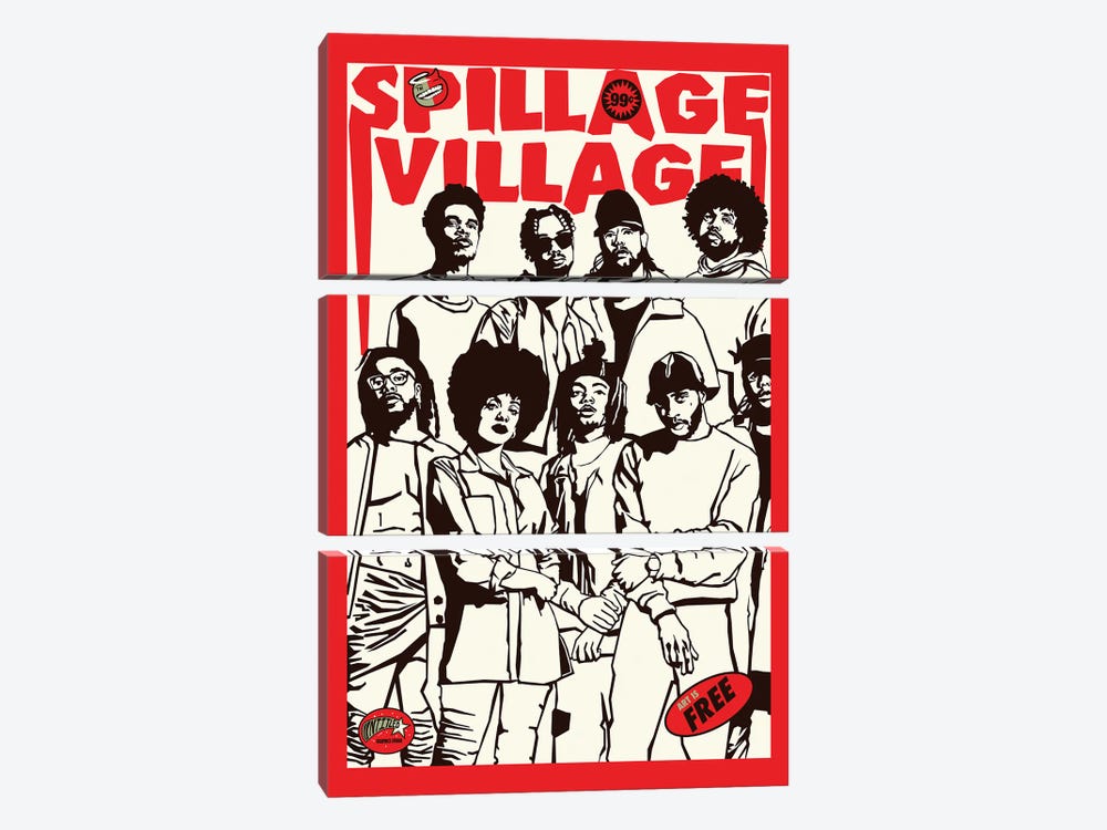 Spillage Village Poster by Dai Chris Art 3-piece Canvas Print