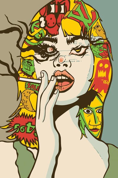 Girl With Cigarette Mmxxii by Dai Chris Art canvas print