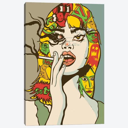 Girl With Cigarette Mmxxii Canvas Print #DCA332} by Dai Chris Art Canvas Artwork