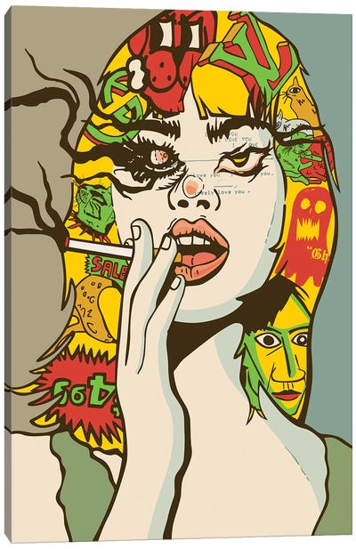 Girl With Cigarette Mmxxii Canvas Art Print - Dai Chris Art