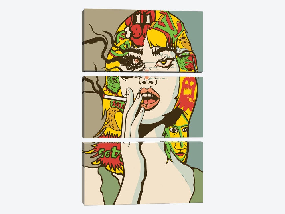 Girl With Cigarette Mmxxii by Dai Chris Art 3-piece Art Print