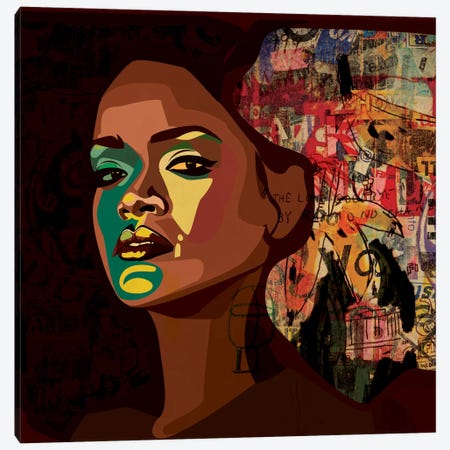 Rihanna II Canvas Print #DCA38} by Dai Chris Art Canvas Print