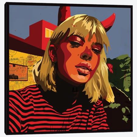 Devil Blonde Girl Canvas Print #DCA57} by Dai Chris Art Canvas Art