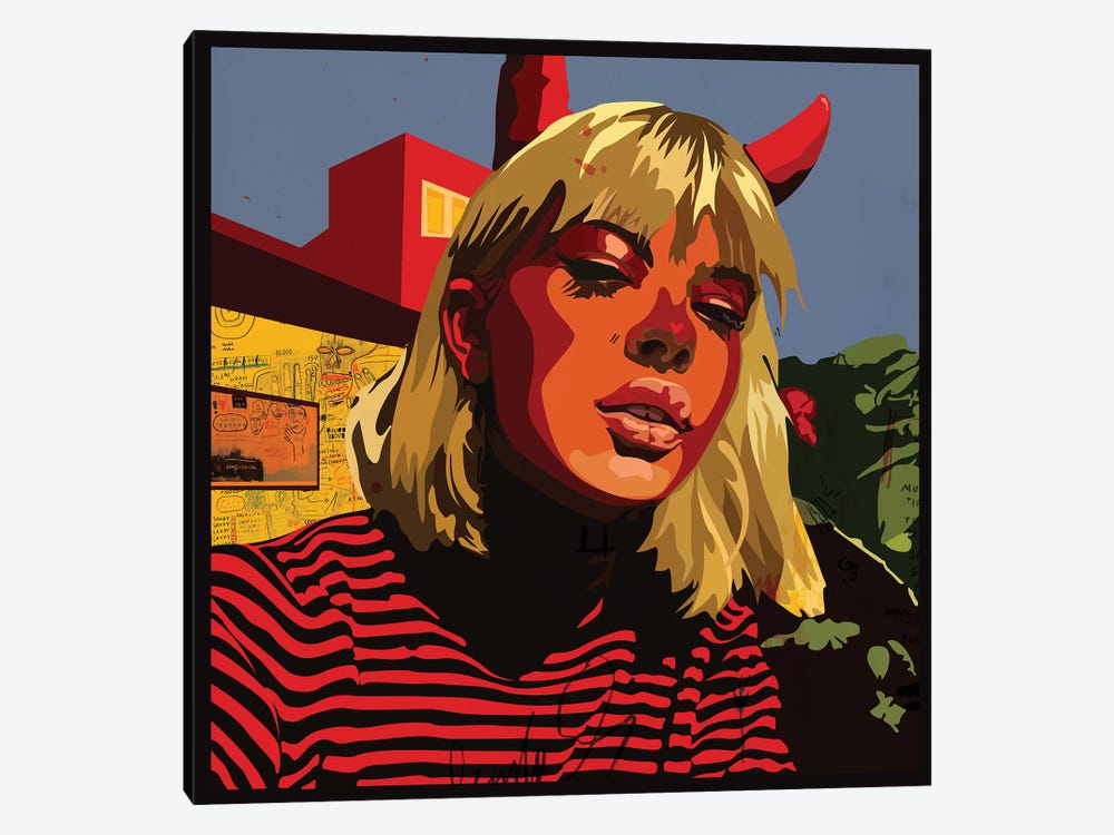 Devil Blonde Girl by Dai Chris Art 1-piece Canvas Art