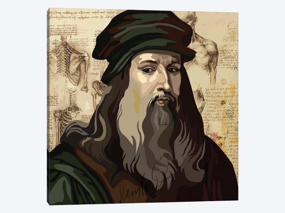 Leonardo da Vinci by Dai Chris Art 1-piece Canvas Artwork