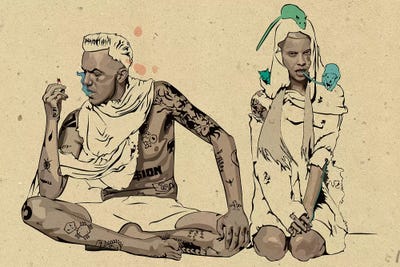 Die Antwoord Illustration by Dai Chris Art framed canvas print
