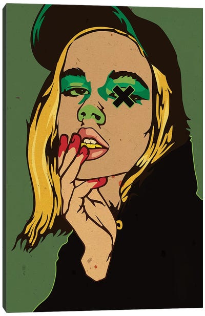 Hype Girl - Green Canvas Art Print - Dai Chris Art