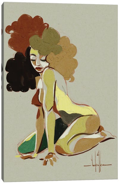 Grounded Canvas Art Print - Female Nude Art