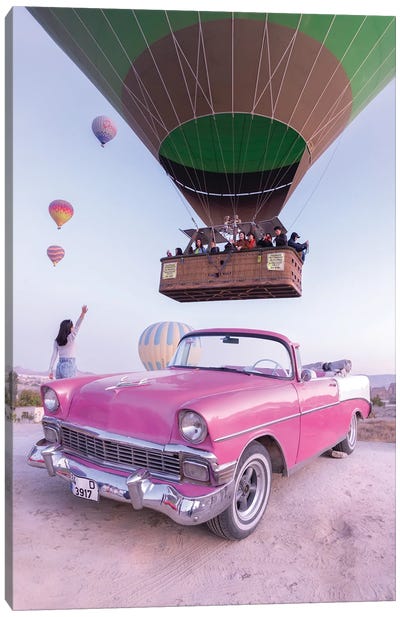 Classic Car Cappadocia Canvas Art Print - Hot Air Balloon Art