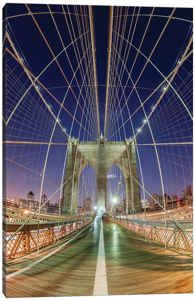 New York Brooklyn Bridge VII Canvas Art Print - Industrial Art