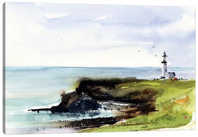 Newport Lighthouse Canvas Art Print - Contemporary Coastal