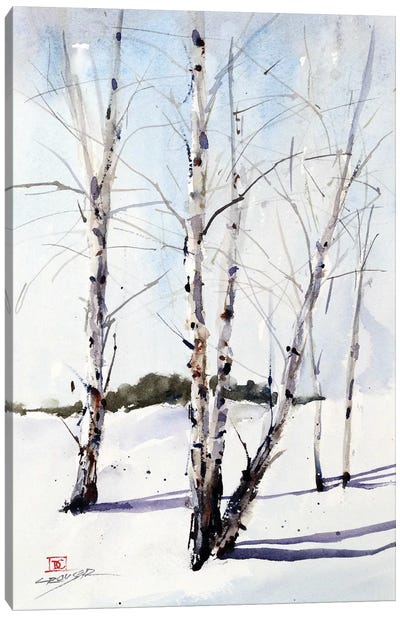 Birch Trees Canvas Art Print - Rustic Winter