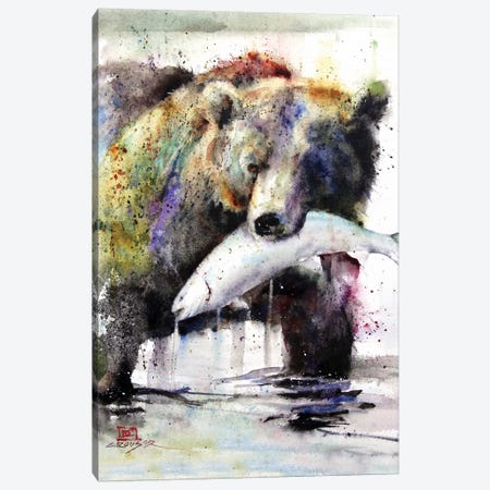 Brown Bear and Salmon Canvas Print #DCR125} by Dean Crouser Canvas Print