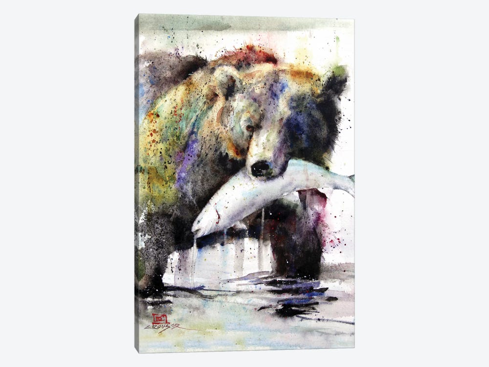 Brown Bear and Salmon by Dean Crouser 1-piece Canvas Art