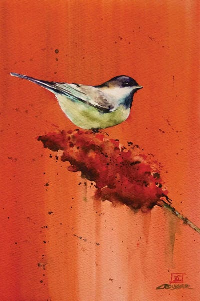 Dean Crouser: Chickadee on Butterfly Bush by Dean Crouser