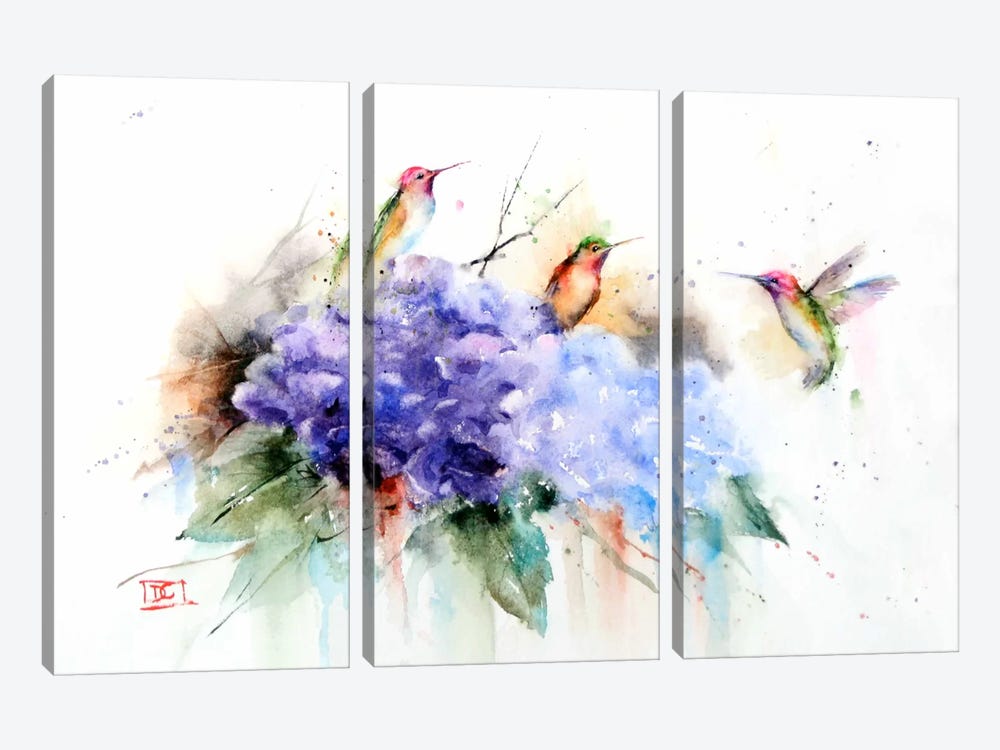 Three Hummingbirds by Dean Crouser 3-piece Canvas Wall Art
