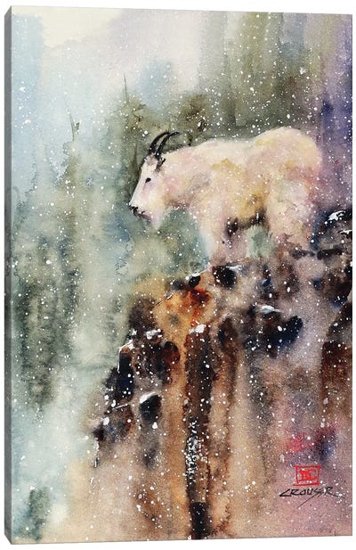 Mountain Goat Canvas Art Print - Rustic Winter
