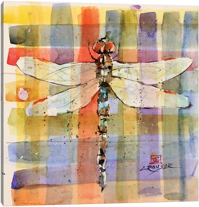 Plaid Dragonfly Canvas Art Print - Dragonfly Art