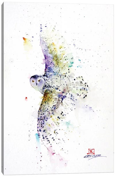 Snowy in Flight Canvas Art Print - Colorful Arctic