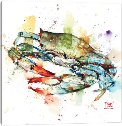 Blue Crab Canvas Art Print - Nautical Décor