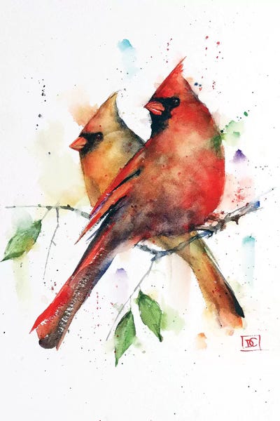 Giclee Print Of Watercolor Painting Pair Of Northern Cardinals Bird Art. Prints Art & Collectibles Sibawor.id