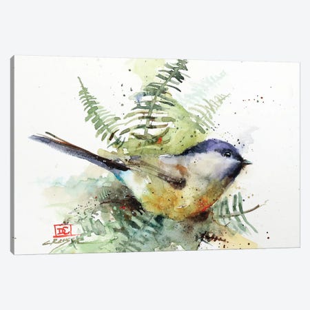 Chickadee & Ferns Canvas Print #DCR153} by Dean Crouser Canvas Print