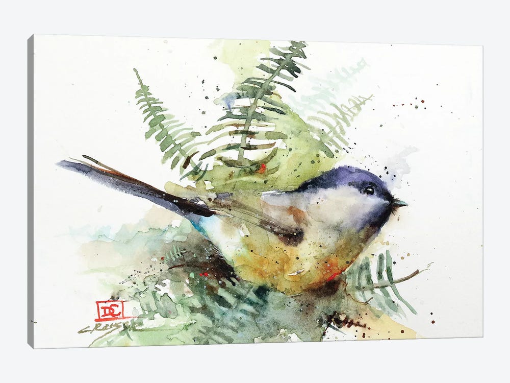 Chickadee & Ferns by Dean Crouser 1-piece Canvas Art Print