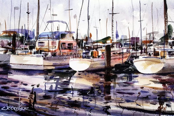 Intricate Watercolors: Everett Boat Slips by Dean Crouser