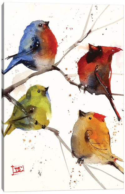 Four Songbirds Canvas Art Print - Dean Crouser