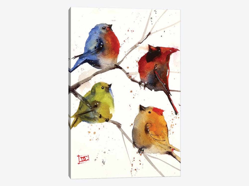 Four Songbirds by Dean Crouser 1-piece Canvas Print