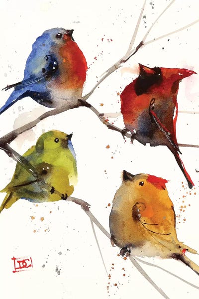 Cabin & Lodge Décor: Four Songbirds by Dean Crouser