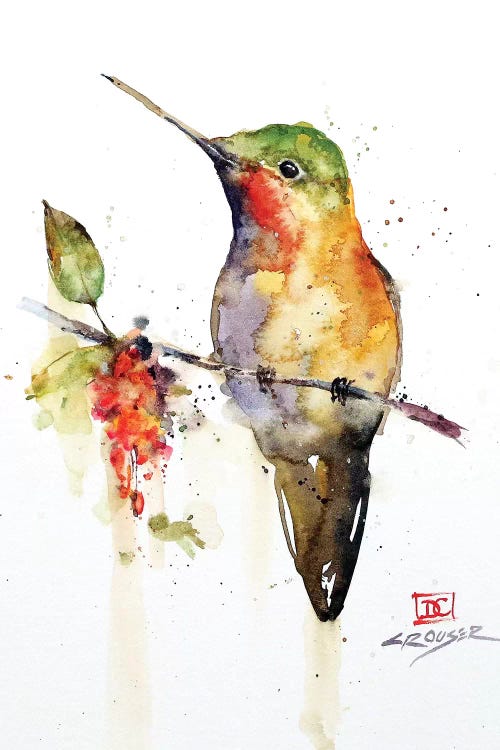 Hummingbird On Branch by Dean Crouser wall art