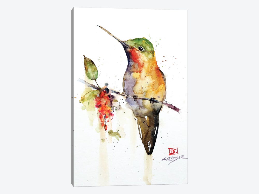 Hummingbird On Branch 1-piece Canvas Art
