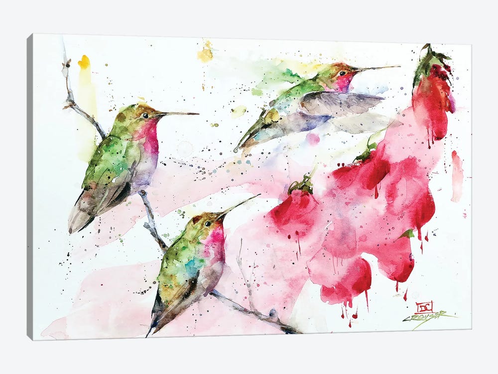 Hummingbirds And Flowers by Dean Crouser 1-piece Canvas Wall Art