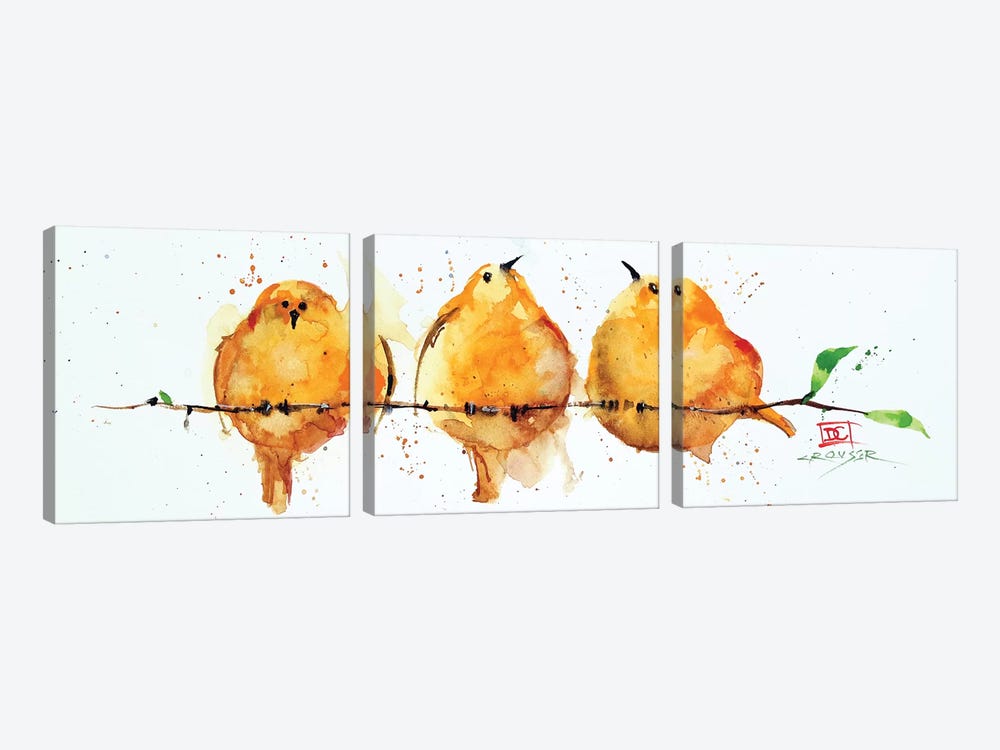 Orange Birds 3-piece Art Print