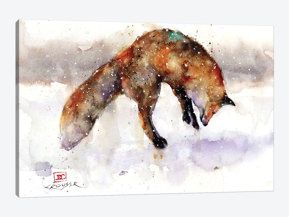 Jumping Fox by Dean Crouser 1-piece Canvas Wall Art