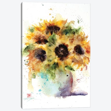 Sunflower Vase Canvas Print #DCR195} by Dean Crouser Canvas Art