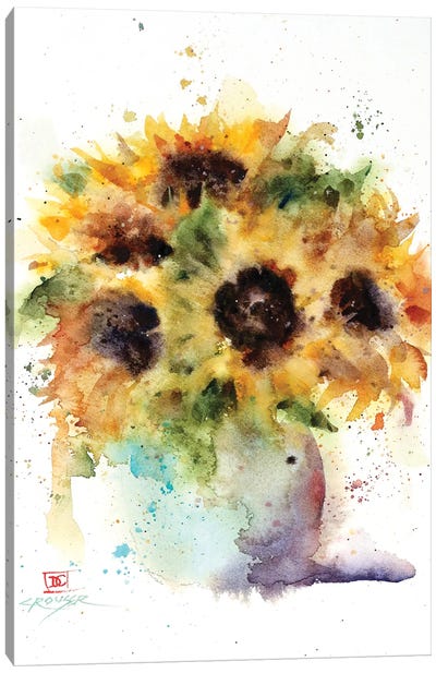 Sunflower Vase Canvas Art Print - Bouquet Art