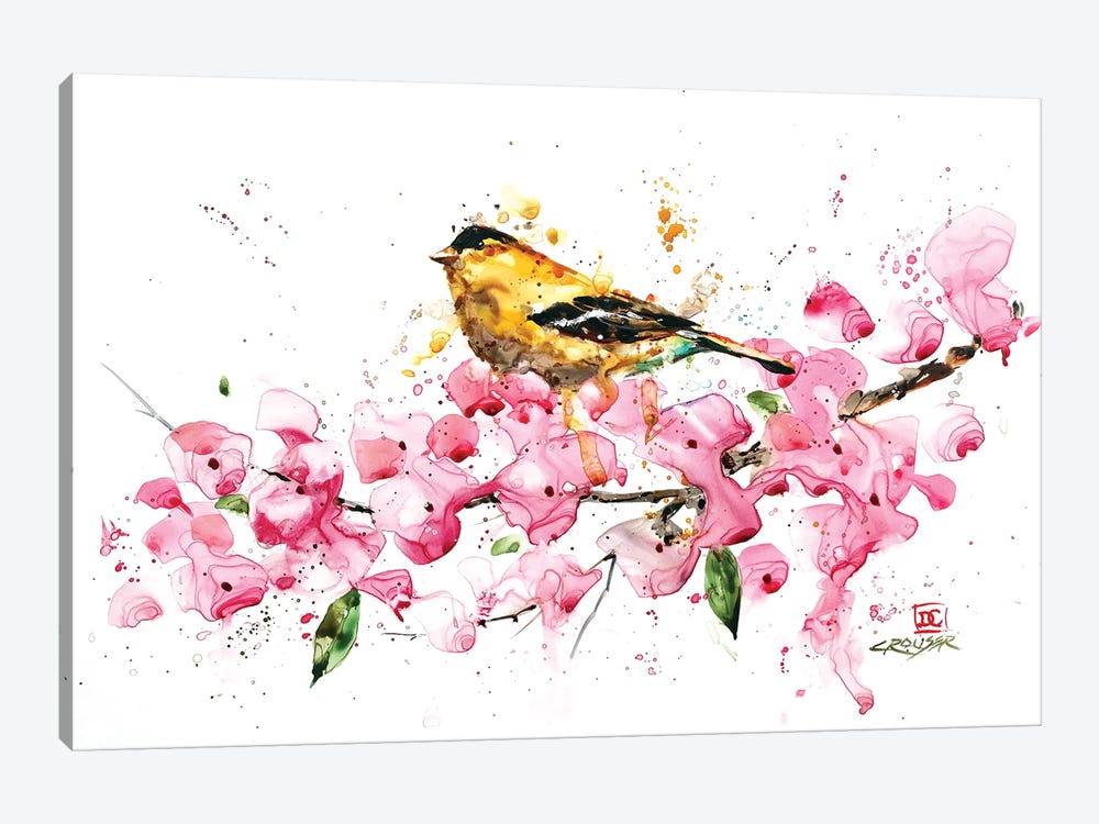 Bird and Cherry Blossoms by Dean Crouser 1-piece Canvas Wall Art