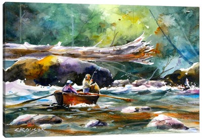In the Boat II Canvas Art Print - Fishing Art