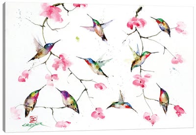 Hummingbird Meeting Canvas Art Print - Blossom Art