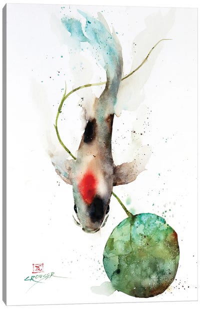 Koi and Lily Pad Canvas Art Print - Fish Art