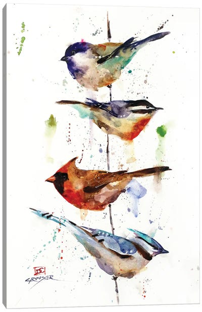 The Perch Canvas Art Print - Birds On A Wire