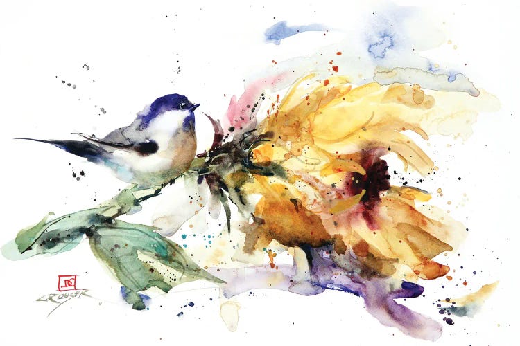 Chickadee and Sunflower by Dean Crouser wall art