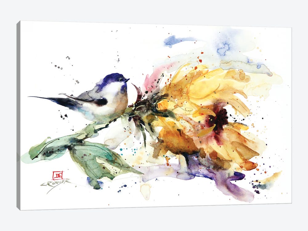 Chickadee and Sunflower by Dean Crouser 1-piece Canvas Art