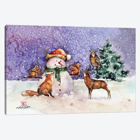 Snowman And Woodland Creatures Canvas Print #DCR213} by Dean Crouser Canvas Art