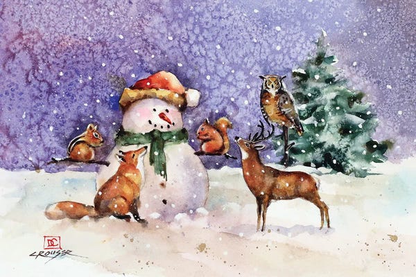 Rustic Winter: Snowman And Woodland Creatures by Dean Crouser