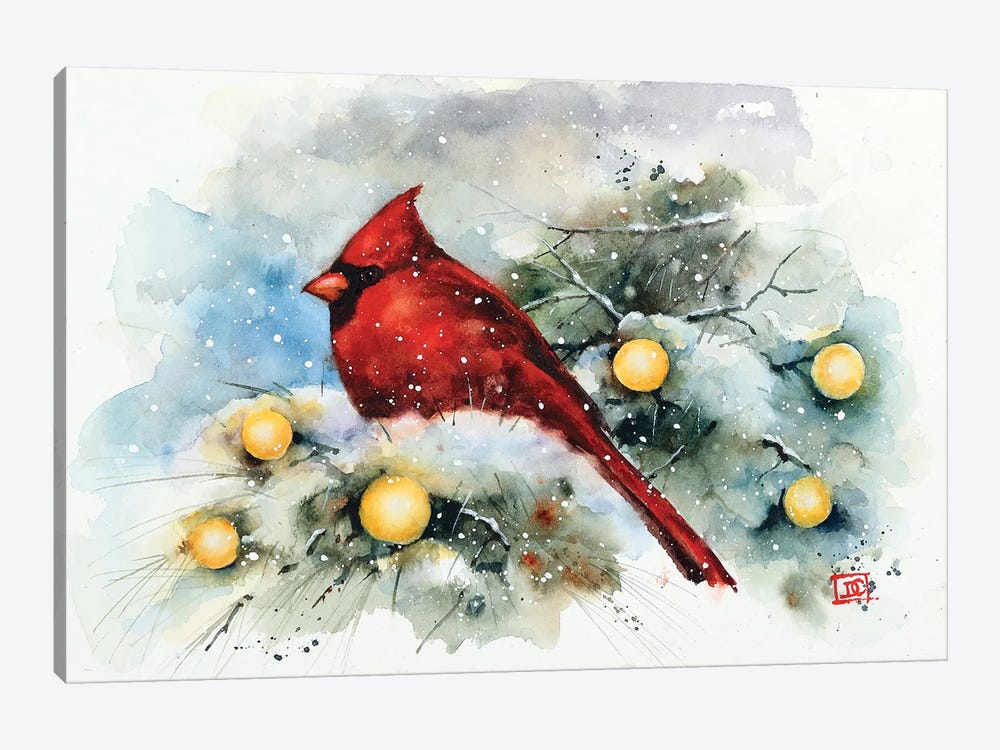 Cardinal And Lights 1-piece Canvas Print